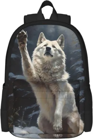 Cute Wolf Paw Girls Backpacks Bookbag Shoulder Bag Laptop Bag for Unisex Teens