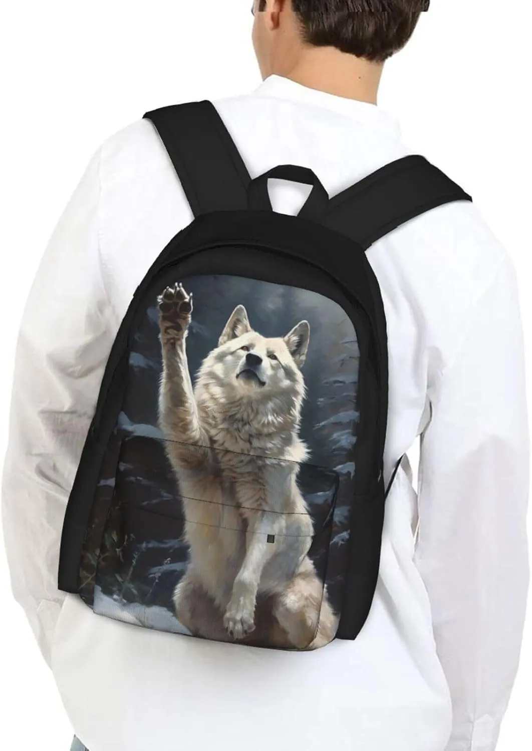 Cute Wolf Paw Girls Backpacks Bookbag Shoulder Bag Laptop Bag for Unisex Teens