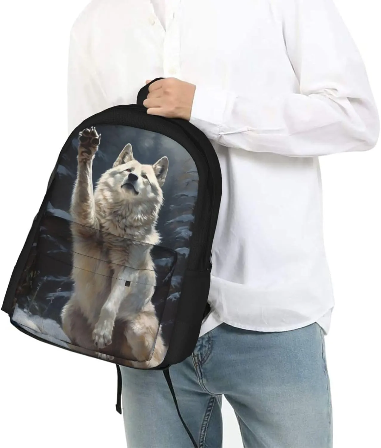 Cute Wolf Paw Girls Backpacks Bookbag Shoulder Bag Laptop Bag for Unisex Teens