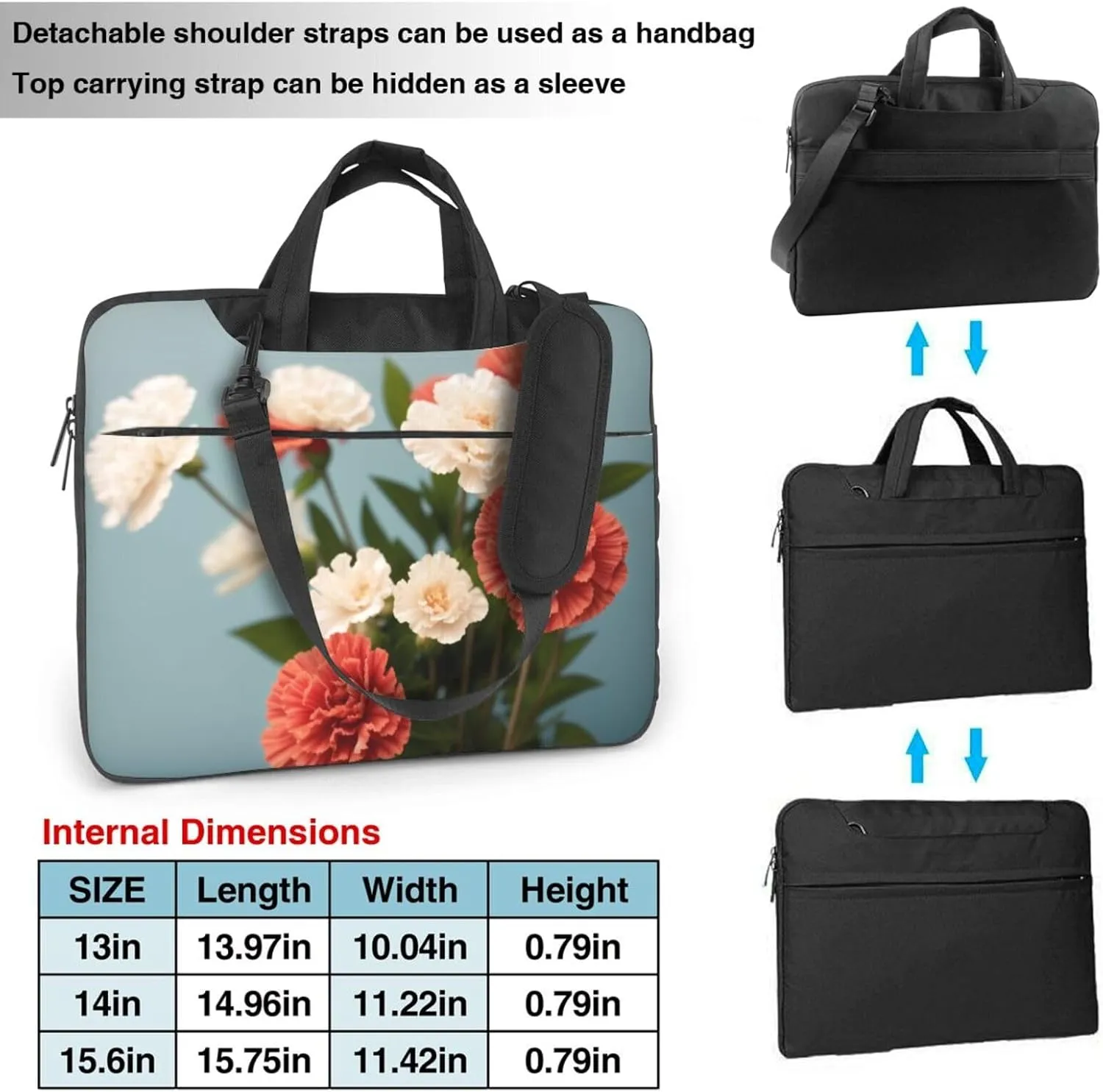 Daisy Laptop Shoulder Bag Notebook Computer Case Briefcase With Shoulder Straps And Handle