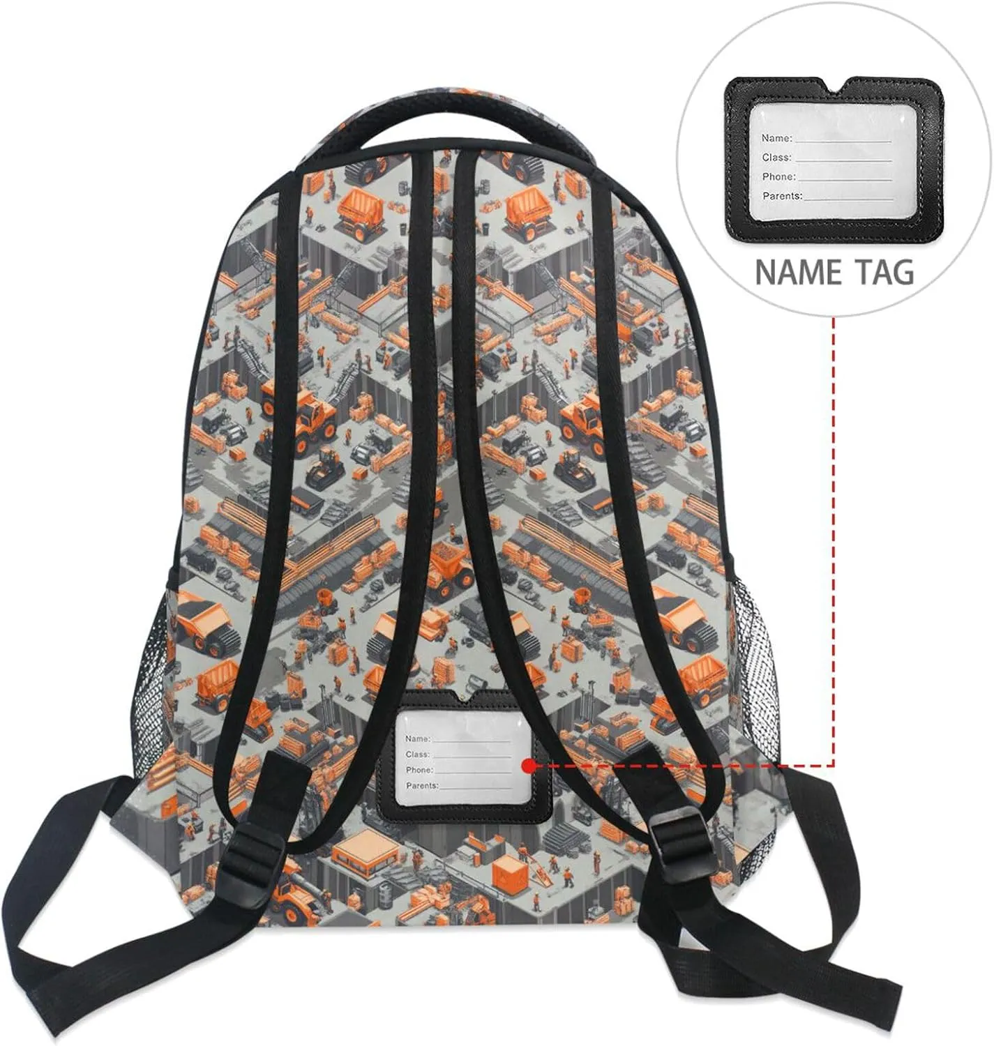Day Backpack for Men Women Fashion Diaper Bag Backpack with Chest Strap Gift Men & Women Construction Scene Concrete Mixer Truck
