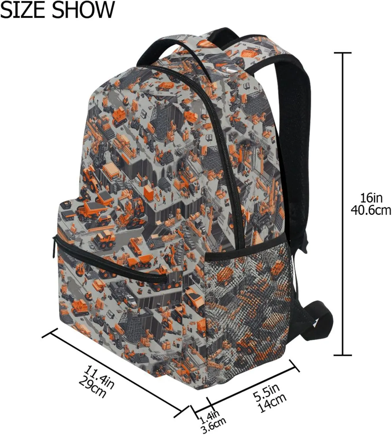 Day Backpack for Men Women Fashion Diaper Bag Backpack with Chest Strap Gift Men & Women Construction Scene Concrete Mixer Truck