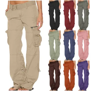 DDAPJ pyju Womens Cargo Pants with Zipper Pockets 2025 Clearance,Wide Straight Leg Y2k Pants Low Waist Parachute Pants Fall Flash Sale
