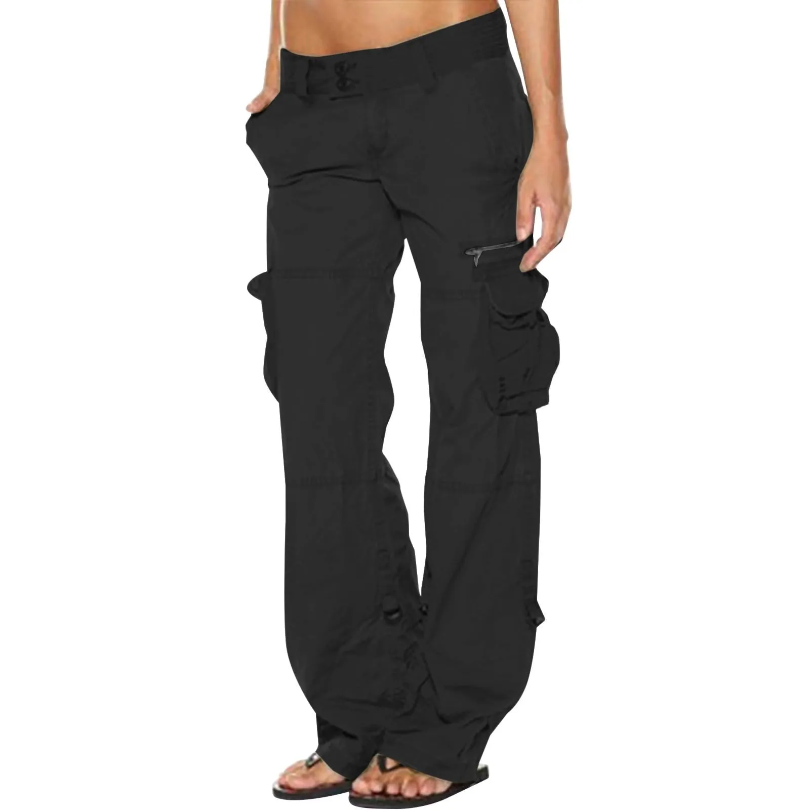 DDAPJ pyju Womens Cargo Pants with Zipper Pockets 2025 Clearance,Wide Straight Leg Y2k Pants Low Waist Parachute Pants Fall Flash Sale