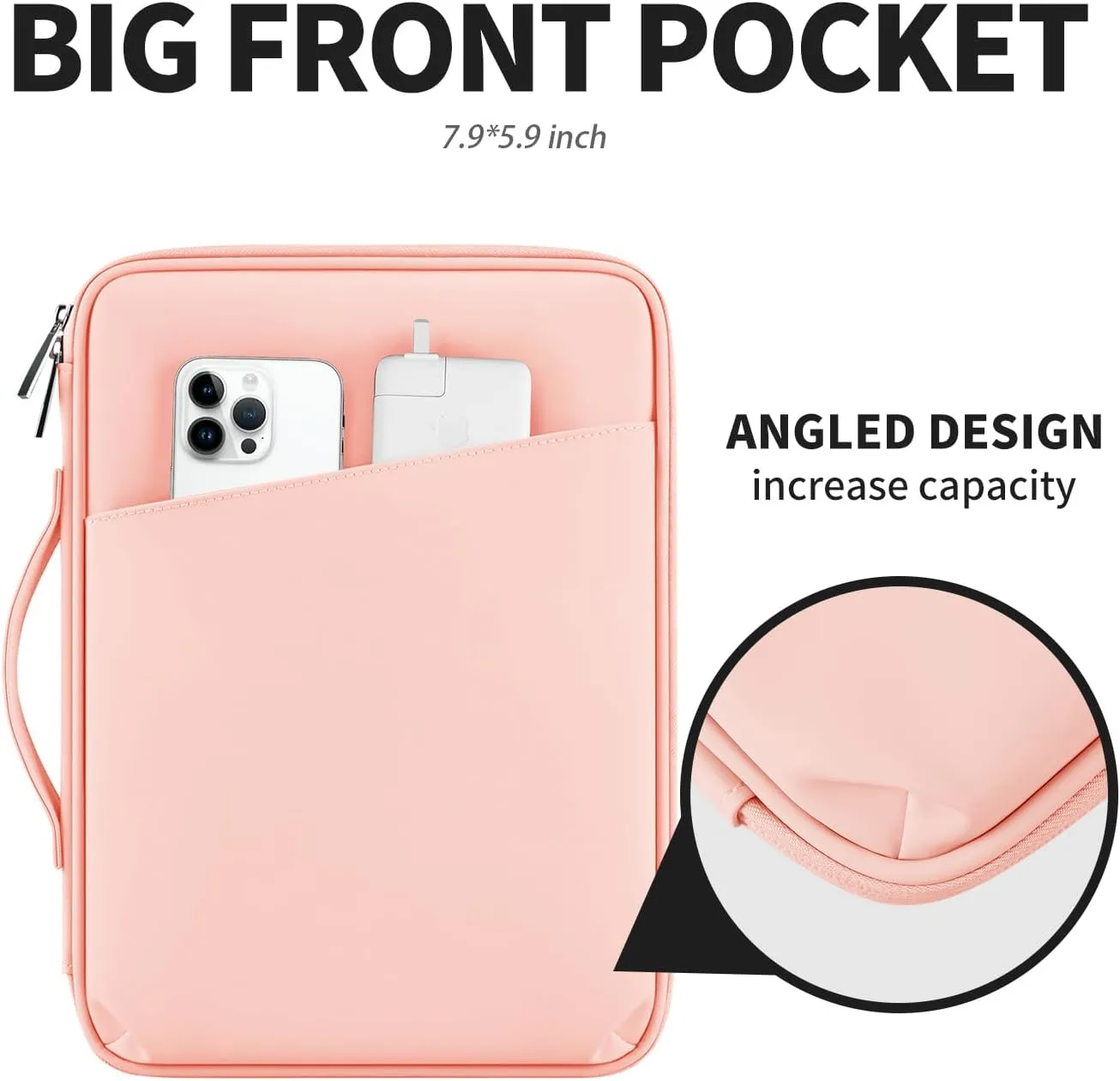DDgro iPad Carrying Bag - Stylish Tablet Sleeve Case for 9-11 Inch Devices (PU-Pink, 11 inch)