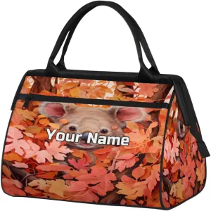 Deciduous Fall Koala Travel Duffel Bag, Personalized Sports Gym Bag Custom for Women and Men Waterproof Overnight Weekender Carry On Tote Bags for Airplanes, Traveling, Gym, Football, Hospital Bag