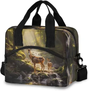 Deer Forest Lunch Box for Men Women Adults Insulated Lunch Bag Cooler Bag with Adjustable Shoulder Strap for Work Picnic Travel156