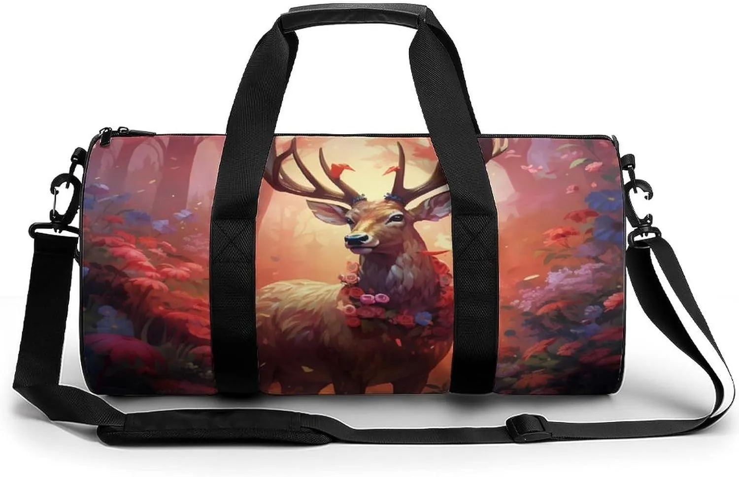 Deer Gym Bag Travel Waterproof Duffel Bag Carryon Overnight Bags Tote Bags for Sports