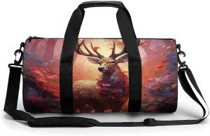 Deer Gym Bag Travel Waterproof Duffel Bag Carryon Overnight Bags Tote Bags for Sports