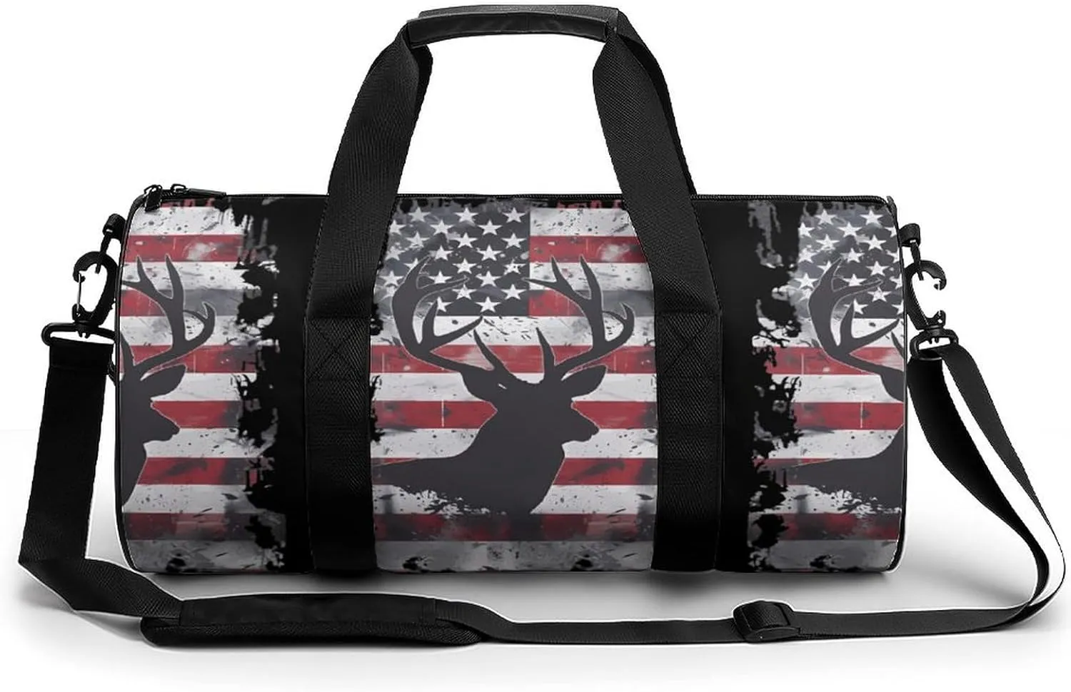 Deer Hunting U.S. Flag Travel Duffel Bag Gym Bags Sports Tote Shoulder Weekender Handbag for Men Women