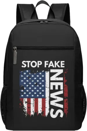 Defund The Media Fake News Travel Laptop Backpack, Business Anti Theft Slim Sturdy Laptops Backpacks, College Computer Bag Gift for Men & Women Fits 17 Inch Notebook,Black