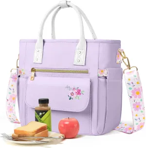 Deluxe Large Insulated Lunch Bag Box Women - Leakproof Waterproof Cooler with Multi Pockets Removable Strap for Work Picnic - Teacher Mothers Day Christmas Birthday Gifts