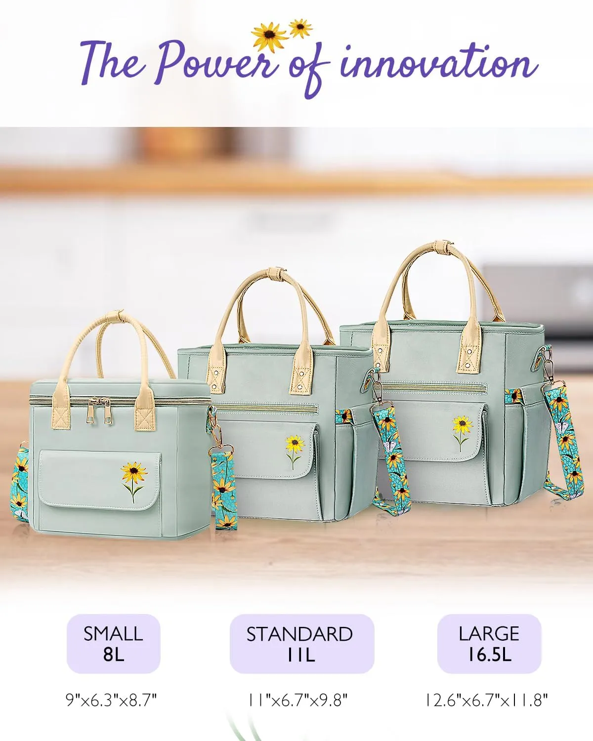 Deluxe Large Insulated Lunch Bag Box Women - Leakproof Waterproof Cooler with Multi Pockets Removable Strap for Work Picnic - Teacher Mothers Day Christmas Birthday Gifts
