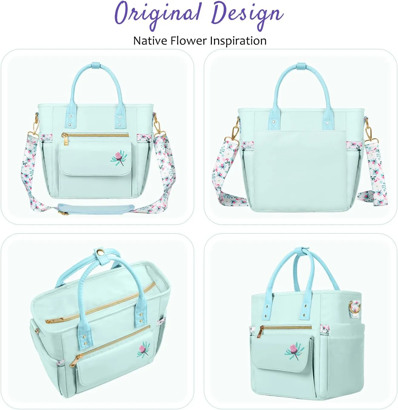 Deluxe Large Insulated Lunch Bag Box Women - Leakproof Waterproof Cooler with Multi Pockets Removable Strap for Work Picnic - Teacher Mothers Day Christmas Birthday Gifts