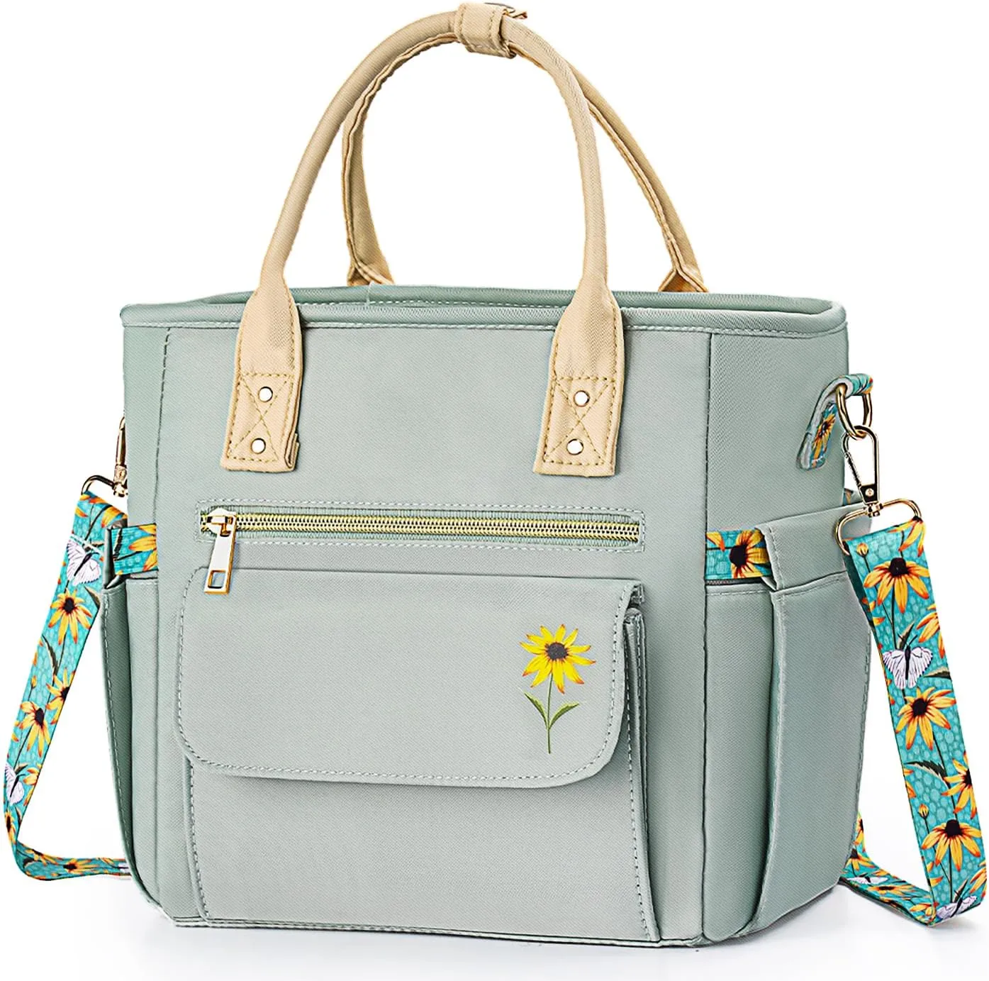 Deluxe Large Insulated Lunch Bag Box Women - Leakproof Waterproof Cooler with Multi Pockets Removable Strap for Work Picnic - Teacher Mothers Day Christmas Birthday Gifts