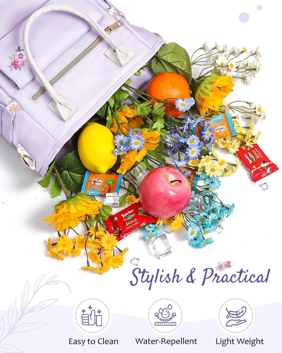 Deluxe Large Insulated Lunch Bag Box Women - Leakproof Waterproof Cooler with Multi Pockets Removable Strap for Work Picnic - Teacher Mothers Day Christmas Birthday Gifts