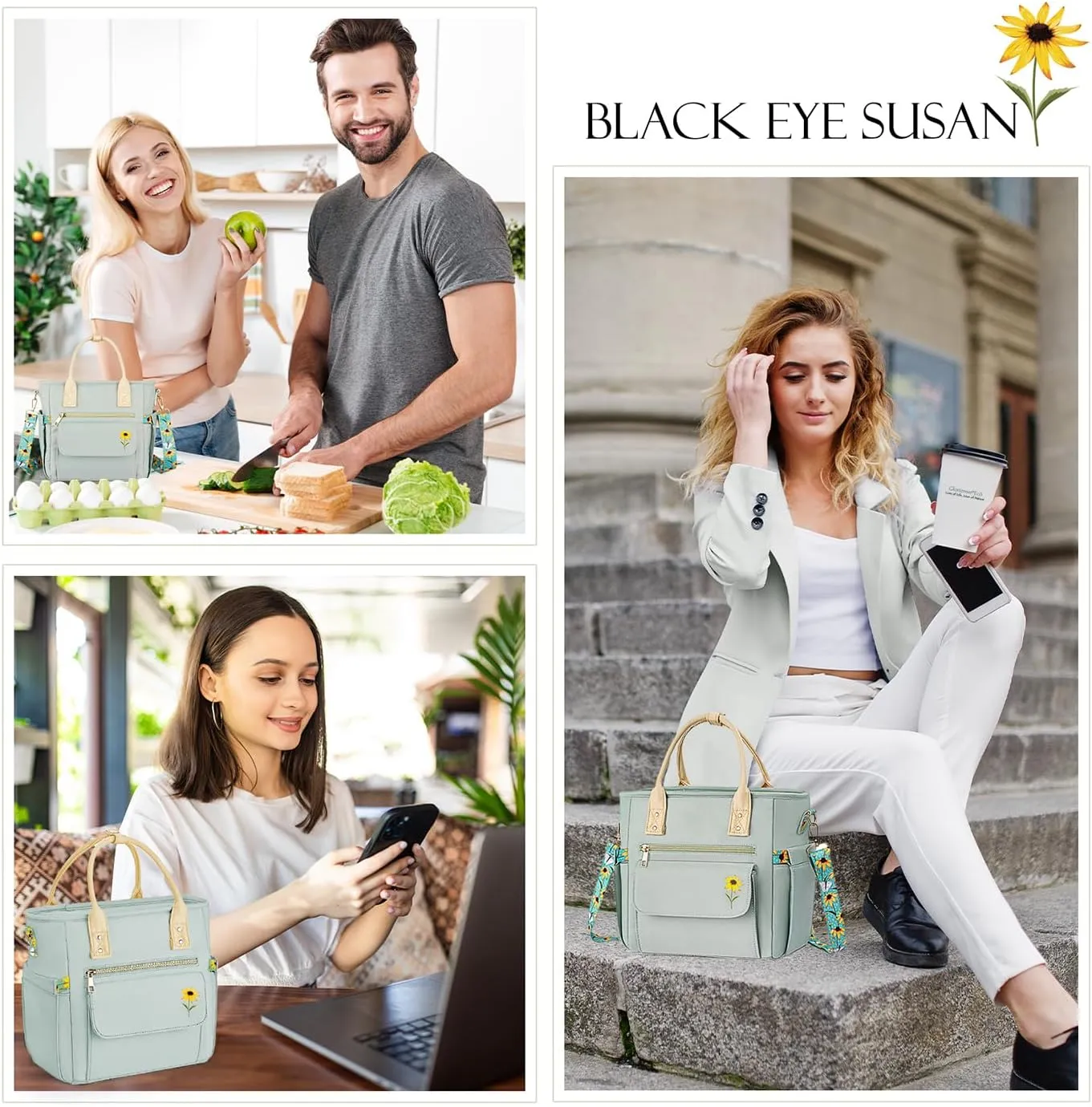Deluxe Large Insulated Lunch Bag Box Women - Leakproof Waterproof Cooler with Multi Pockets Removable Strap for Work Picnic - Teacher Mothers Day Christmas Birthday Gifts