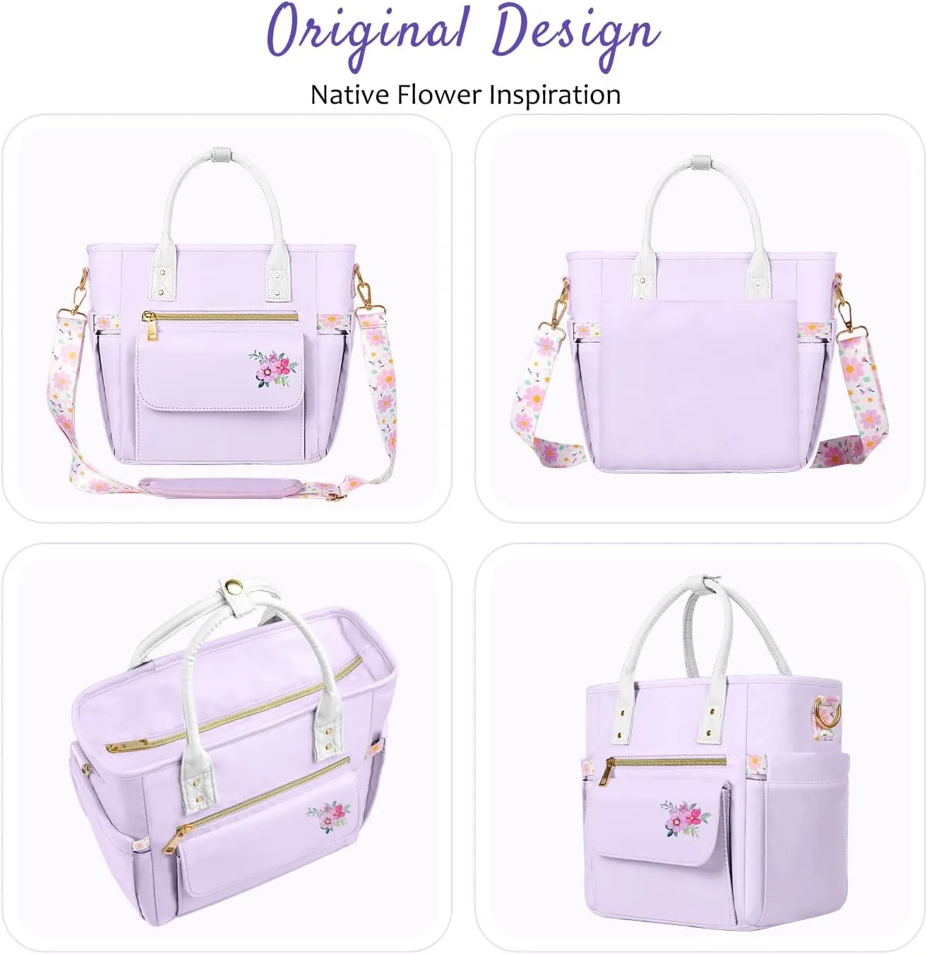 Deluxe Large Insulated Lunch Bag Box Women - Leakproof Waterproof Cooler with Multi Pockets Removable Strap for Work Picnic - Teacher Mothers Day Christmas Birthday Gifts