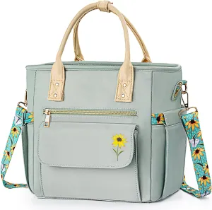 Deluxe Large Insulated Lunch Bag Box Women - Leakproof Waterproof Cooler with Multi Pockets Removable Strap for Work Picnic - Teacher Mothers Day Christmas Birthday Gifts