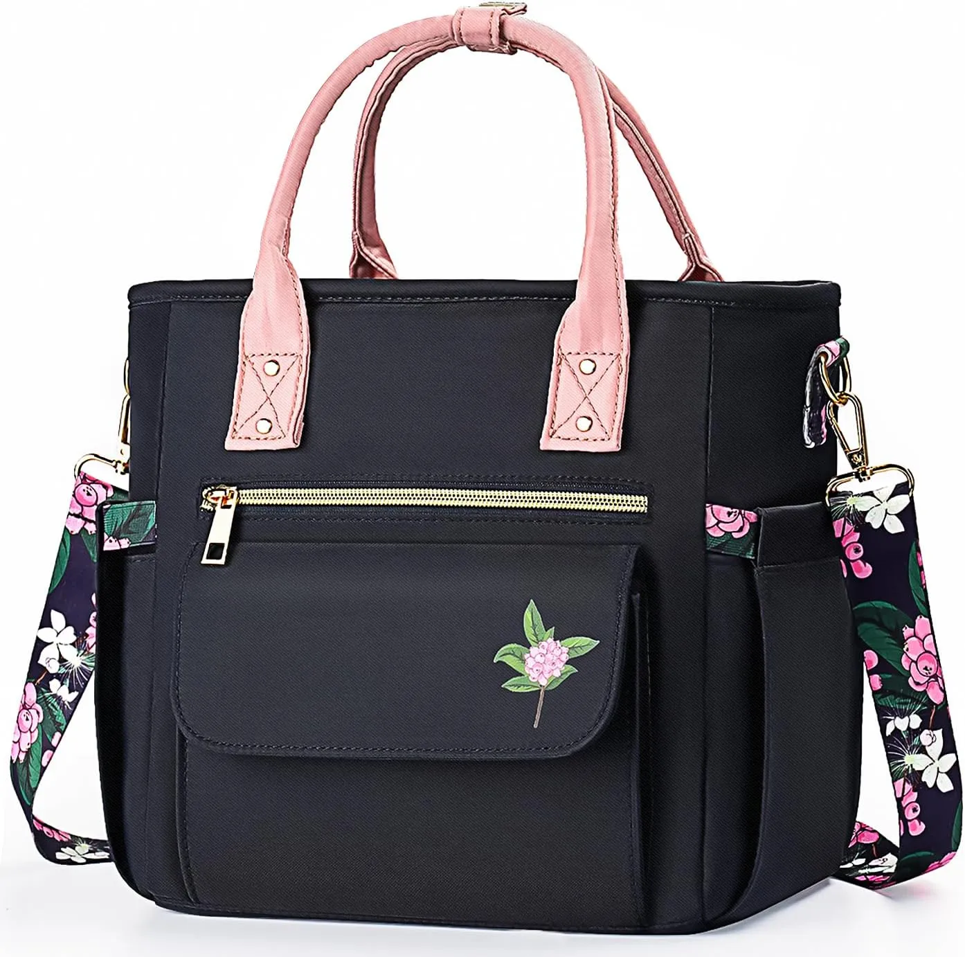Deluxe Large Insulated Lunch Bag Box Women - Leakproof Waterproof Cooler with Multi Pockets Removable Strap for Work Picnic - Teacher Mothers Day Christmas Birthday Gifts