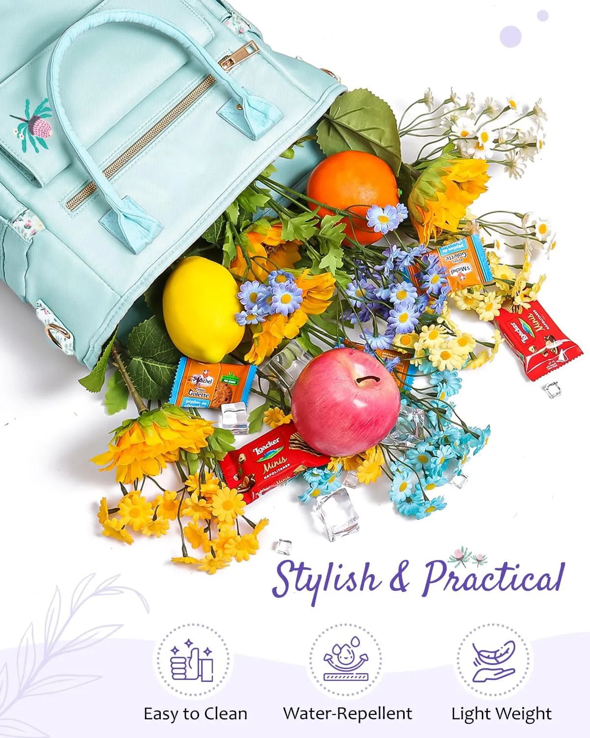 Deluxe Large Insulated Lunch Bag Box Women - Leakproof Waterproof Cooler with Multi Pockets Removable Strap for Work Picnic - Teacher Mothers Day Christmas Birthday Gifts