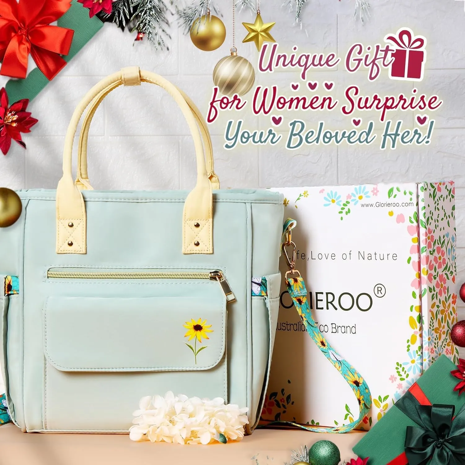 Deluxe Large Insulated Lunch Bag Box Women - Leakproof Waterproof Cooler with Multi Pockets Removable Strap for Work Picnic - Teacher Mothers Day Christmas Birthday Gifts