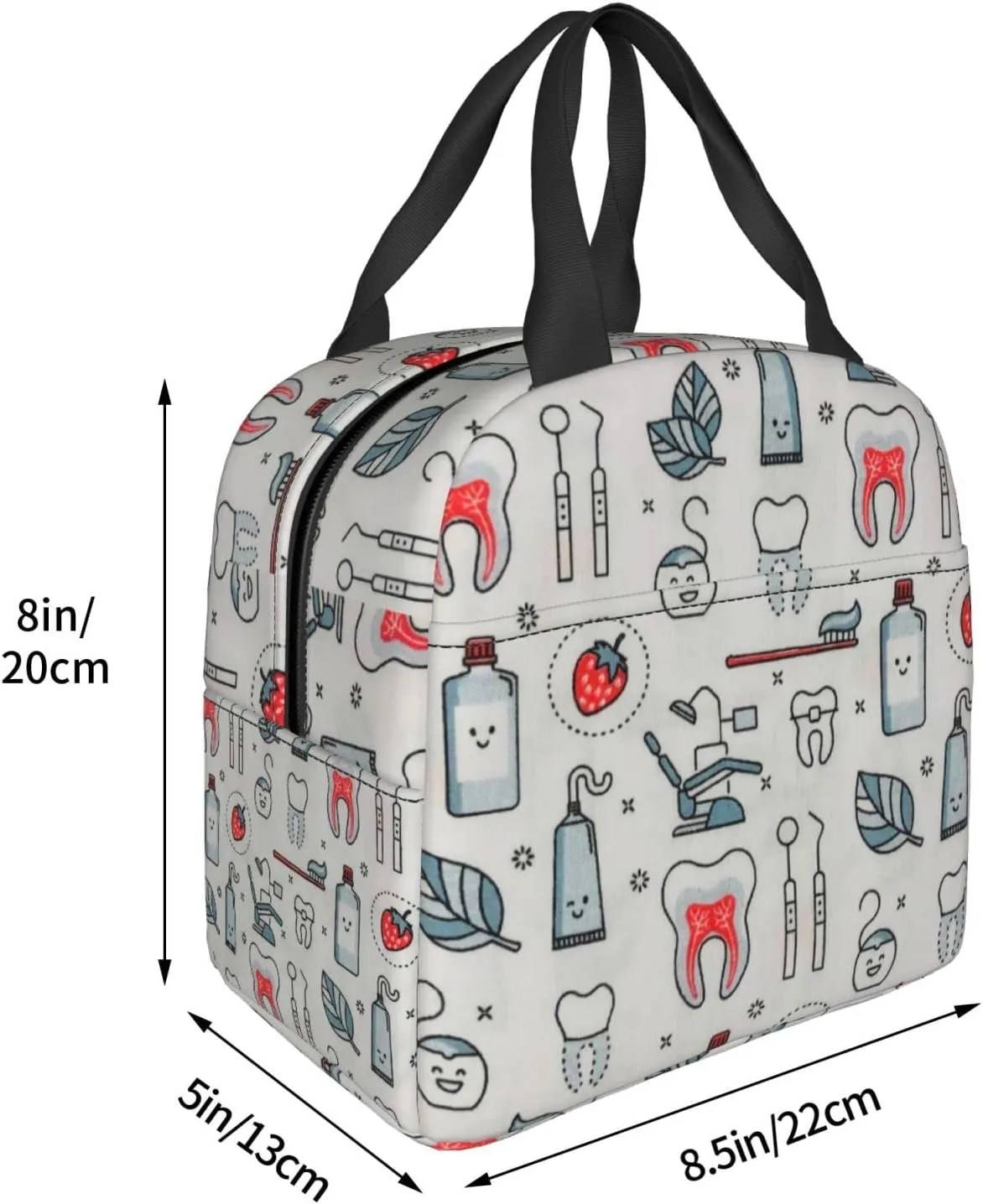 Dentist Lunch Bag Dental Hygienist Lunch Box for Women & Men Insulated Picnic Pouch Thermal Cooler Cute Tote Bag for Work Camping Travel, One Size