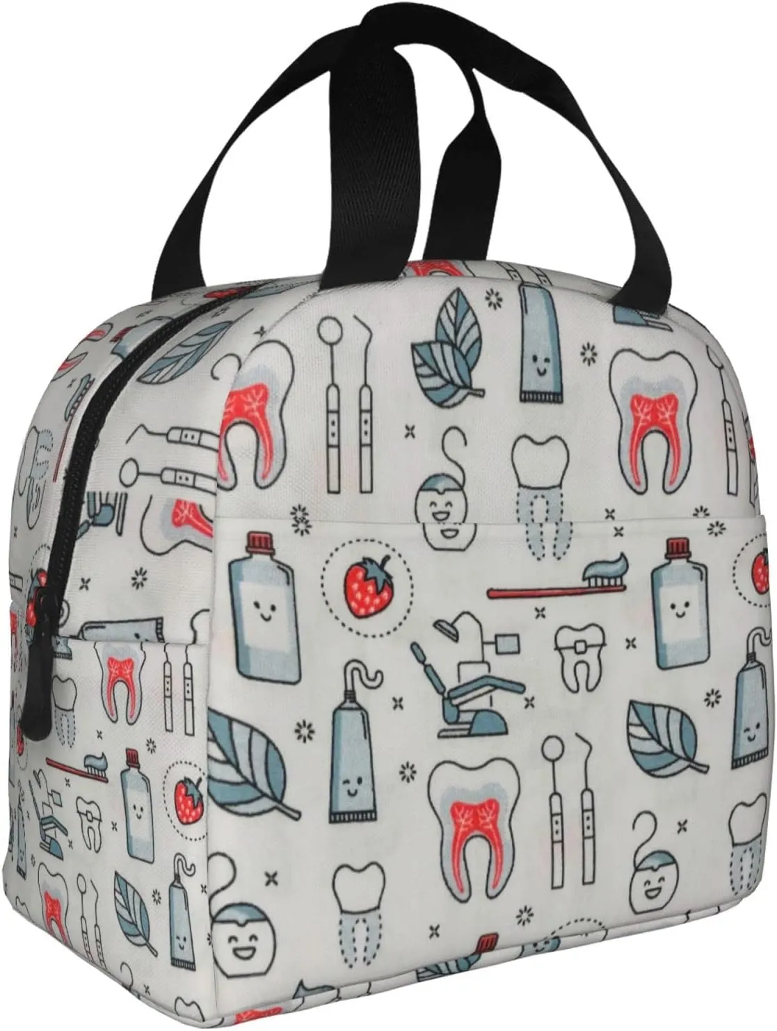 Dentist Lunch Bag Dental Hygienist Lunch Box for Women & Men Insulated Picnic Pouch Thermal Cooler Cute Tote Bag for Work Camping Travel, One Size