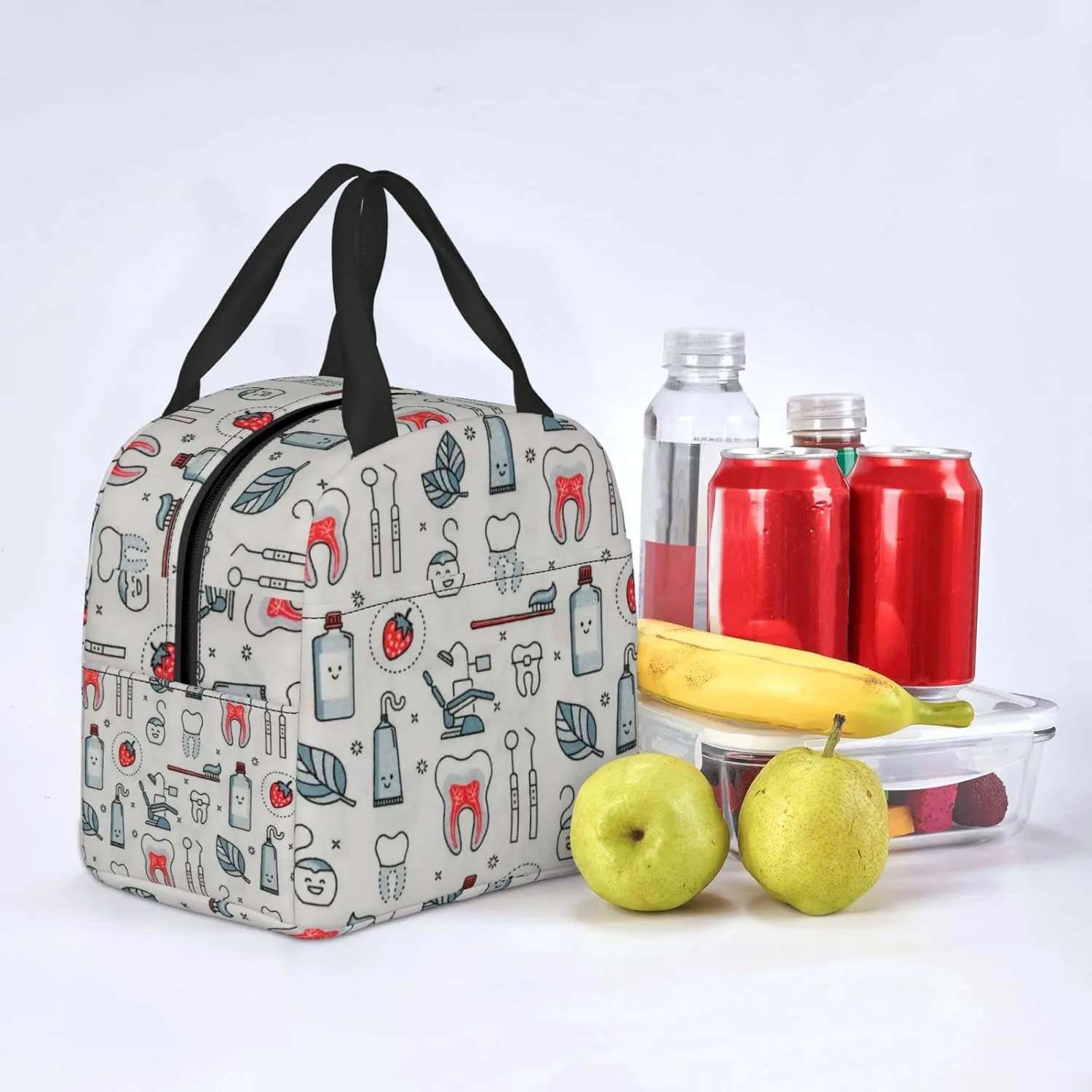 Dentist Lunch Bag Dental Hygienist Lunch Box for Women & Men Insulated Picnic Pouch Thermal Cooler Cute Tote Bag for Work Camping Travel, One Size
