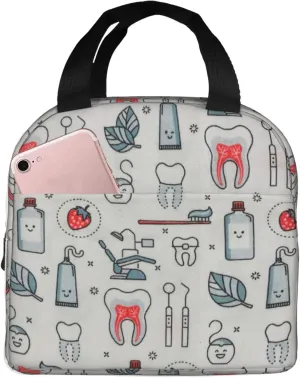 Dentist Lunch Bag Dental Hygienist Lunch Box for Women & Men Insulated Picnic Pouch Thermal Cooler Cute Tote Bag for Work Camping Travel, One Size