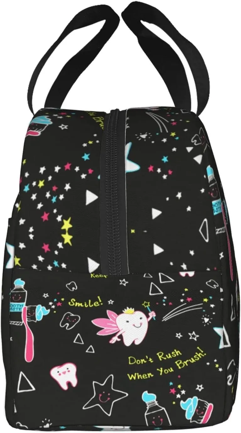 Dentist Lunch Bag Dental Hygienist Lunch Box for Women & Men Insulated Picnic Pouch Thermal Cooler Cute Tote Bag for Work Camping Travel, One Size