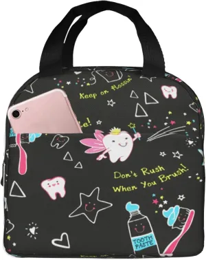 Dentist Lunch Bag Dental Hygienist Lunch Box for Women & Men Insulated Picnic Pouch Thermal Cooler Cute Tote Bag for Work Camping Travel, One Size