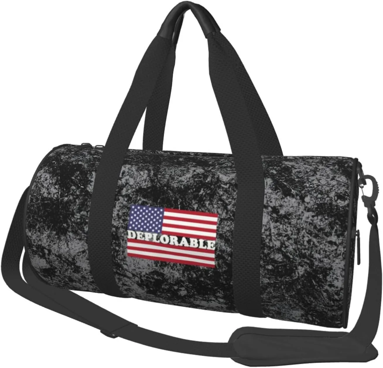 Deplorable American Flag Convertible Garment Bag with Shoulder Strap, Carry on Garment Duffel Bag for Men Women - Rolling Foldable for Travel Luggage Bags (Black)