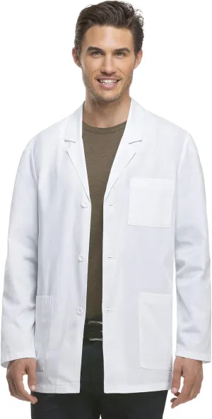 Dickies Mens Coat White Lab Coat With 4 Pockets and Three Button Closure - 81404