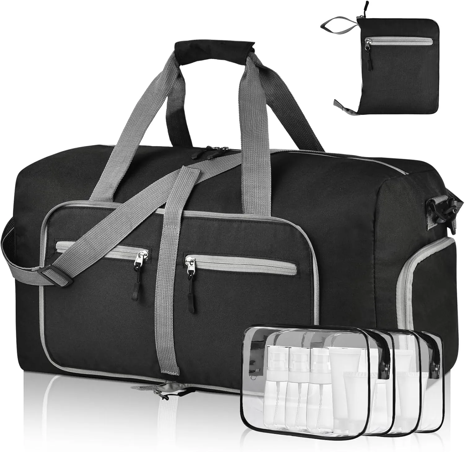 Dimayar 115L Travel Duffle Bag - Foldable Duffel Bag with Shoes Compartment - Overnight Bags Waterproof & Tear Resistant(Black)