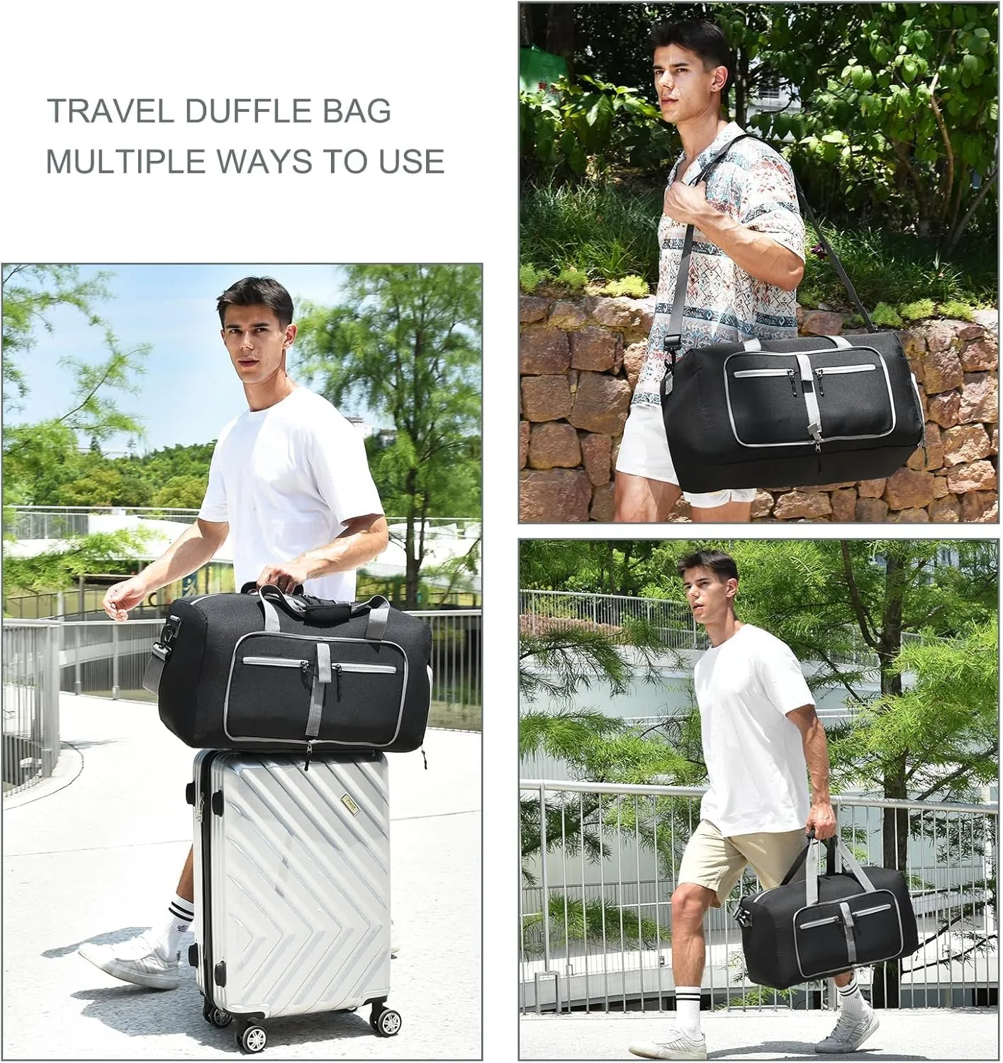 Dimayar 115L Travel Duffle Bag - Foldable Duffel Bag with Shoes Compartment - Overnight Bags Waterproof & Tear Resistant(Black)