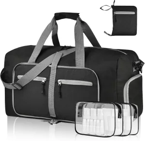 Dimayar 115L Travel Duffle Bag - Foldable Duffel Bag with Shoes Compartment - Overnight Bags Waterproof & Tear Resistant(Black)