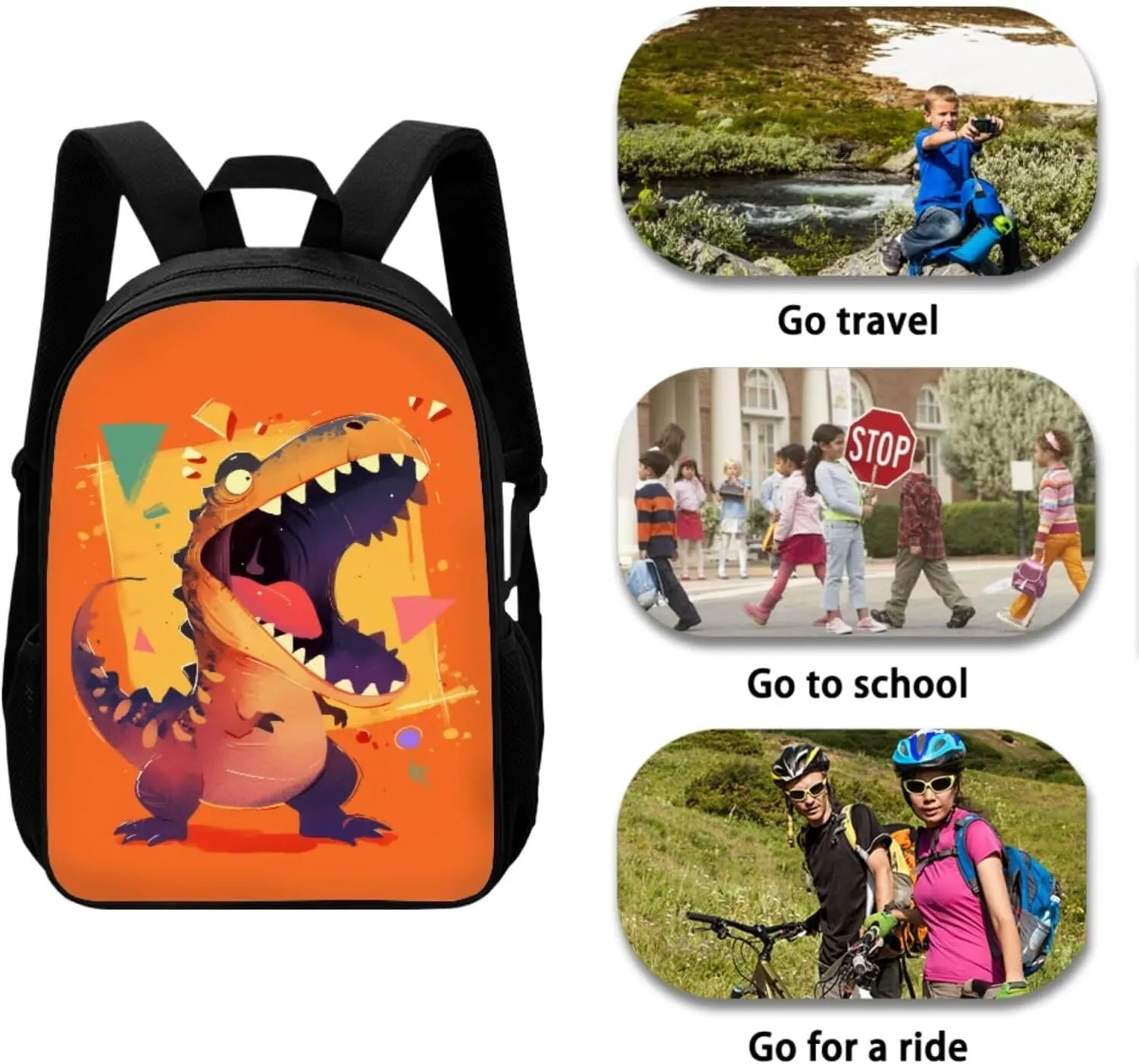 Dinosaur Backpack Kids Lightweight School Bag Sets Teen Spacious Bookbag with Insulated Lunch Bag Pencilcase Water Bottle Sleeve Elementary Preschool Outdoor Camping Travel Rucksack