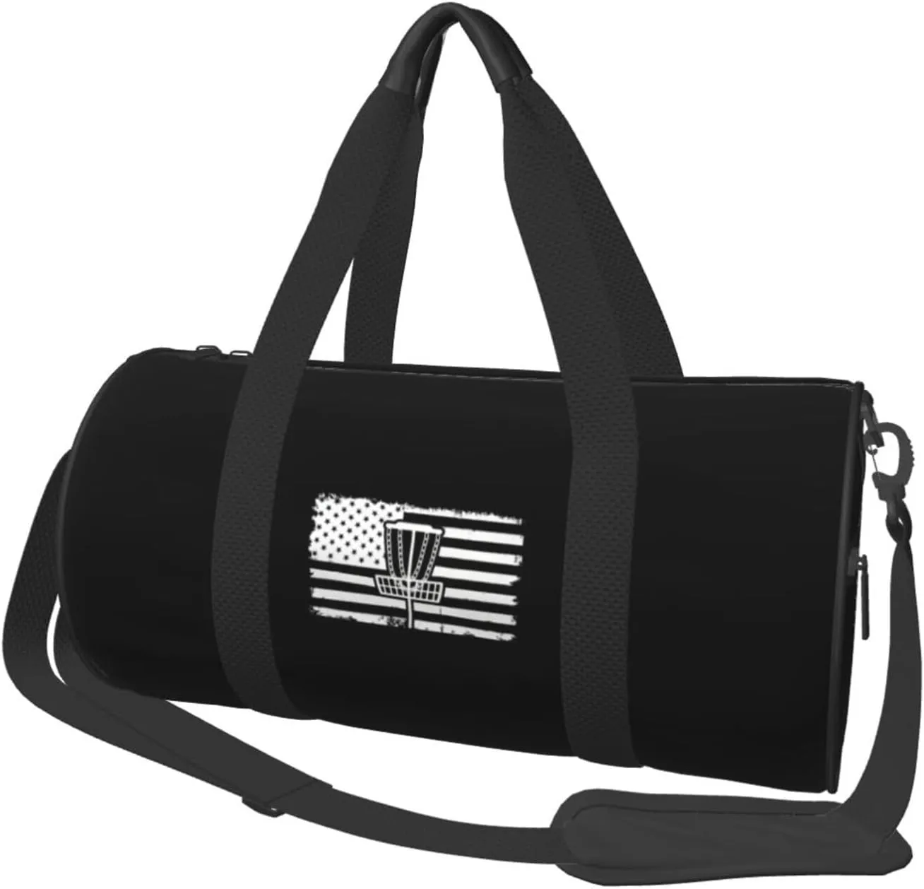 Disc Golf Vintage USA Flag Convertible Garment Bag with Shoulder Strap, Carry on Garment Duffel Bag for Men Women - Rolling Foldable for Travel Luggage Bags (Black)