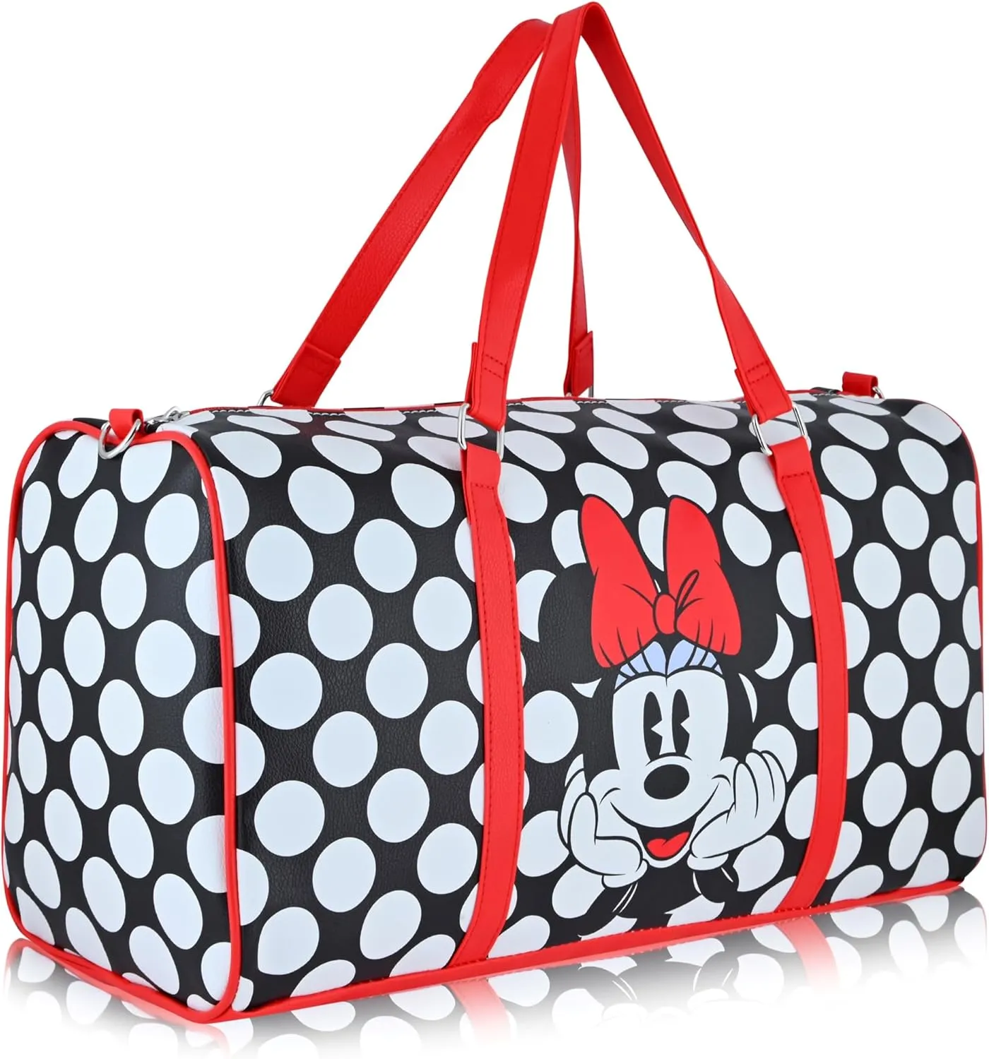 Disney Minnie Mouse Travel Duffle - Classic Premium 16 Inch Leather Overnight Weekender for Women & Men