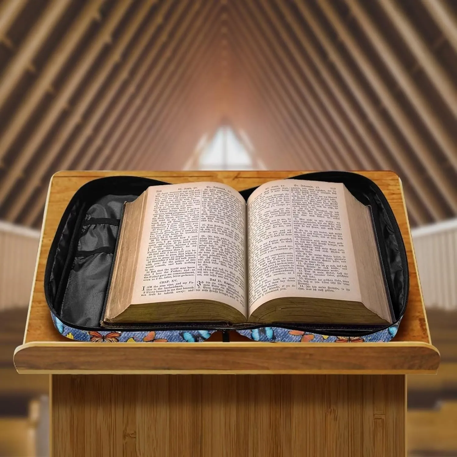 doginthehole Large Bible Cover Bible Carrying Cases Protable Bible Tote Bag with Handle/Shoulder Strap