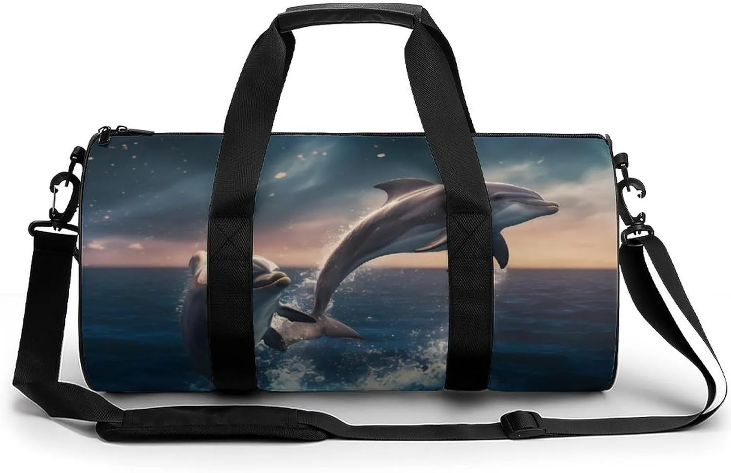 Dolphins Jump Gym Bag Travel Waterproof Duffel Bag Carryon Overnight Bags Tote Bags for Sports