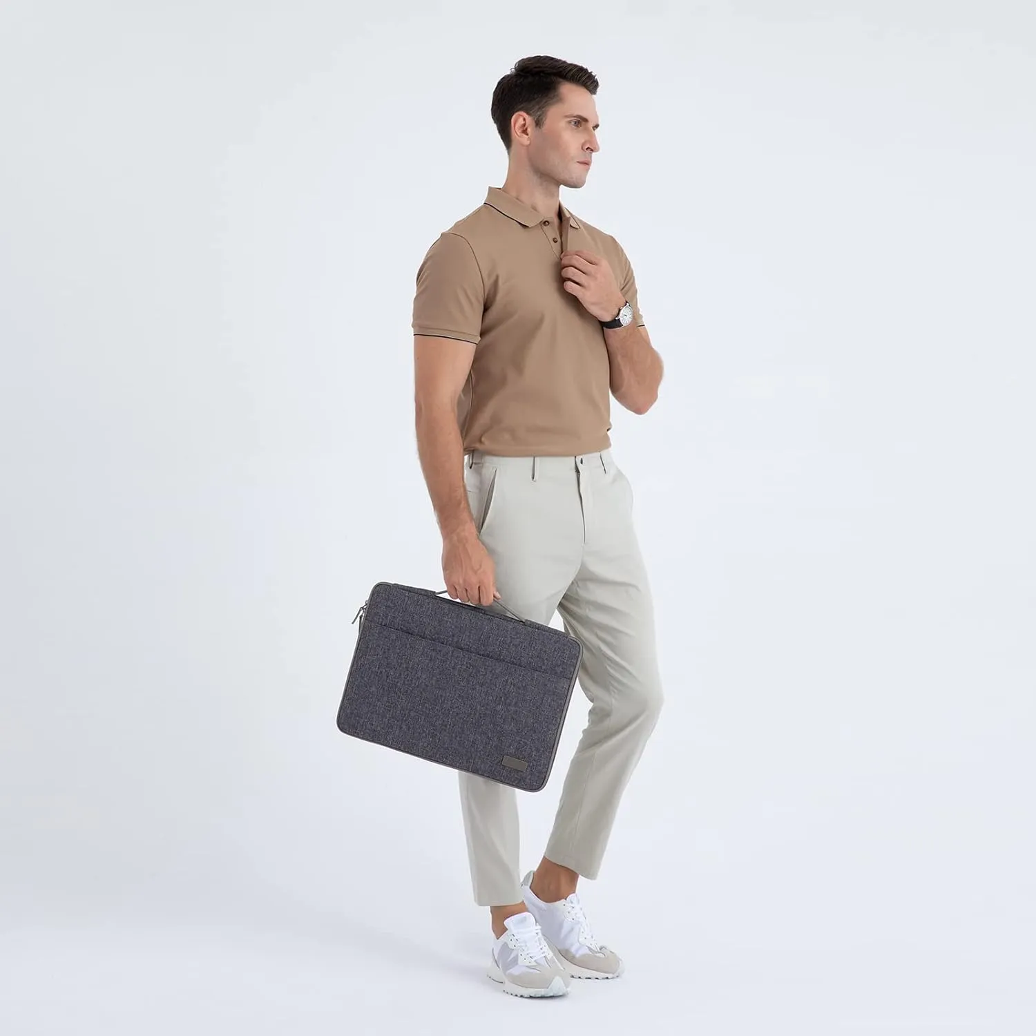 DOMISO 16 inch Laptop Sleeve Canvas Notebook Portable Carrying Bag Case Handbag for 16" Dell/HP Pavilion Envy/ThinkPad IdeaPad/ASUS Vivobook,Dark Grey