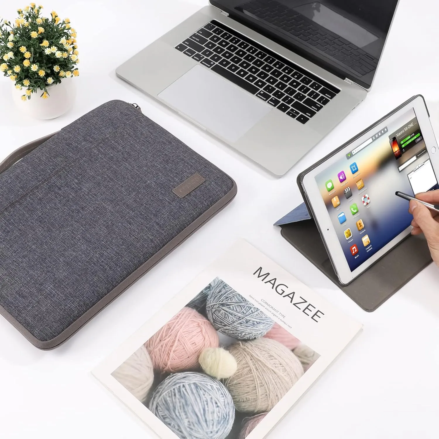 DOMISO 16 inch Laptop Sleeve Canvas Notebook Portable Carrying Bag Case Handbag for 16" Dell/HP Pavilion Envy/ThinkPad IdeaPad/ASUS Vivobook,Dark Grey