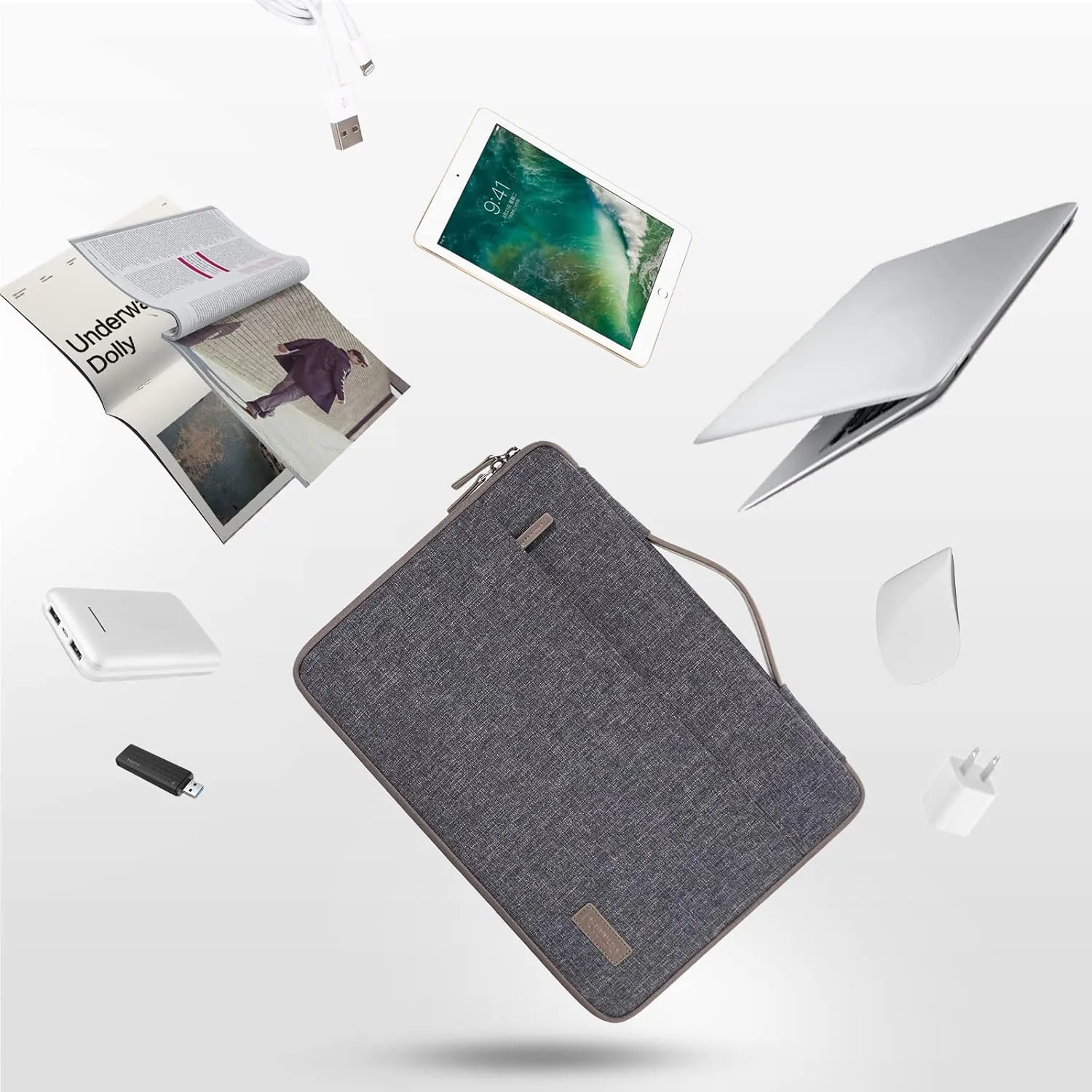 DOMISO 16 inch Laptop Sleeve Canvas Notebook Portable Carrying Bag Case Handbag for 16" Dell/HP Pavilion Envy/ThinkPad IdeaPad/ASUS Vivobook,Dark Grey