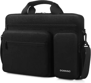 DOMISO 17 Inch Business Laptop Briefcase Messenger Shoulder Bag Protective Carrying Case for 17-17.3" Notebook/Chromebook/Ultrabook/Gamebook/Dell/Lenovo/Acer/HP/MSI/LG, Black