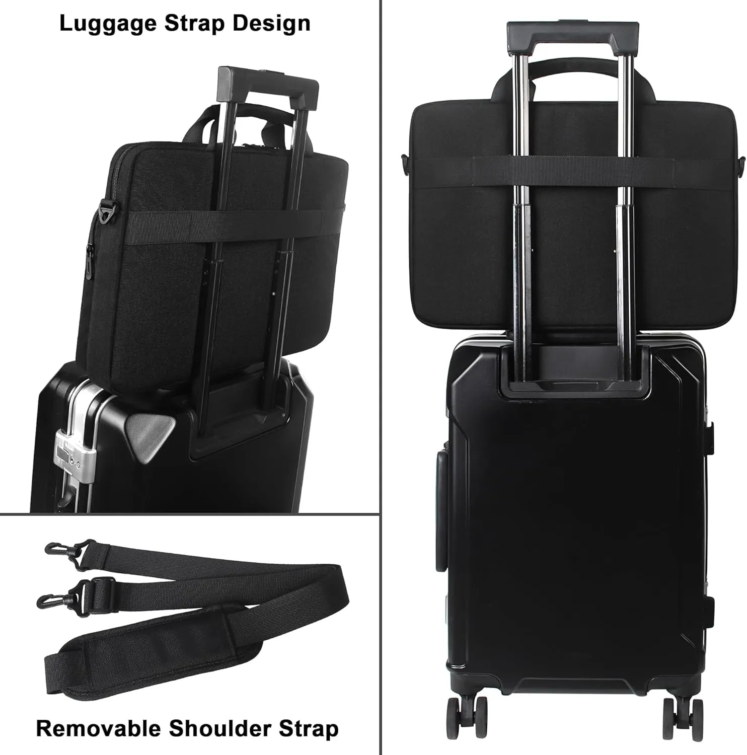 DOMISO 17 Inch Business Laptop Briefcase Messenger Shoulder Bag Protective Carrying Case for 17-17.3" Notebook/Chromebook/Ultrabook/Gamebook/Dell/Lenovo/Acer/HP/MSI/LG, Black