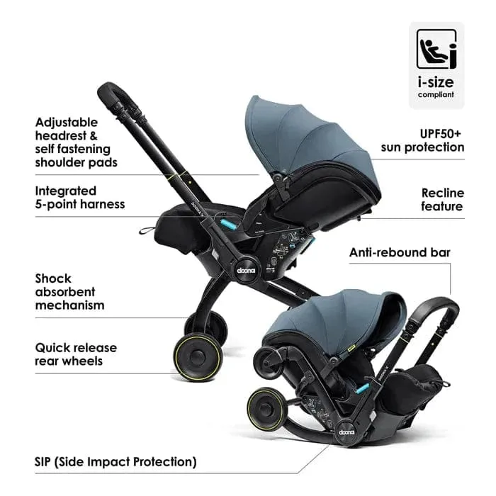 Doona X Infant Car Seat & Stroller with Base - Ocean Blue