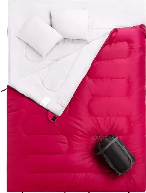 Double Sleeping Bag,Adult Backpack Sleeping Bag,Light and Waterproof,Suitable for Winter,Autumn,Spring Camping,Hiking and Outdoor,Red (Red)