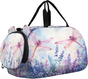 Dragonflies Kids Overnight Sports Duffel Bags with Shoe Compartment & Wet Pocket Travel Sport Gym Bag for Girls Boys